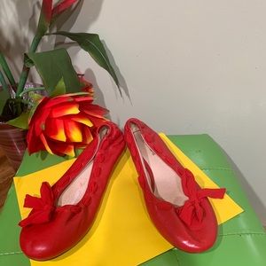 Na Na Red flat with side bow Flat Shoes